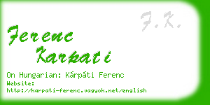 ferenc karpati business card